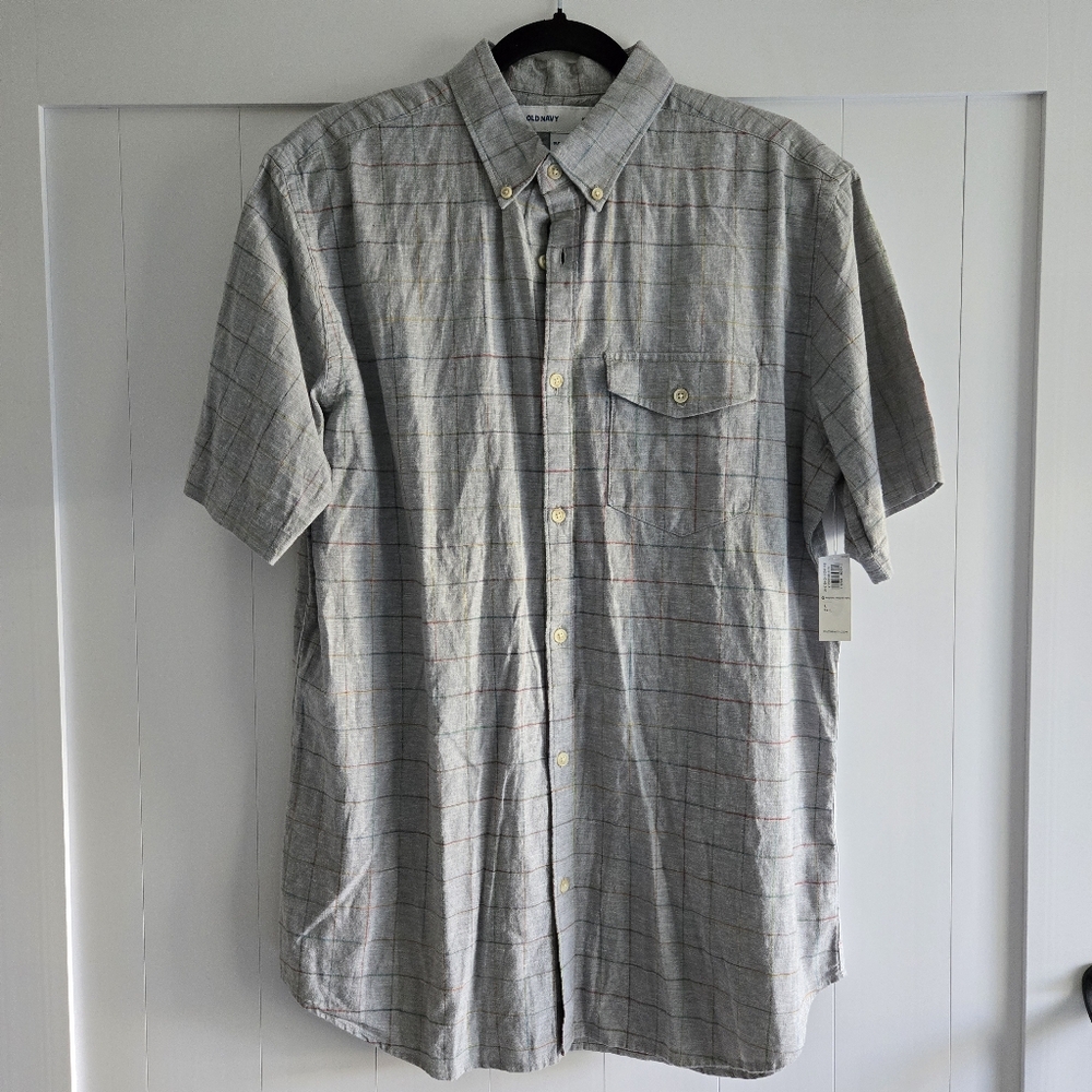 OLD NAVY Mens Large Tall Gray Button-Down Men's Shirt